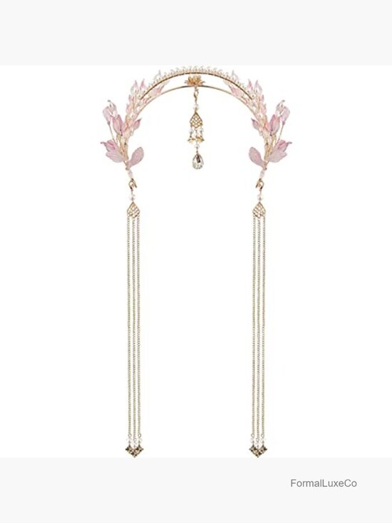 Long Tassel Headband Simulated Pearl Leaf Tiara Hair Accessory main image 5
